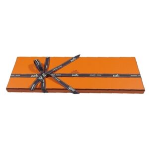HERMES Authentic Iconic Orange Tie Gift Box with Ribbon New